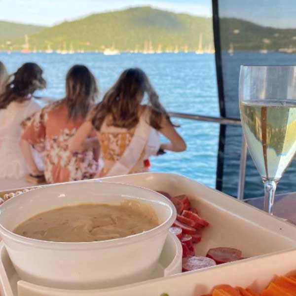 Nibbles and drinks on the sunset cruise